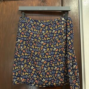 Madewell Floral Mini Skirt in Navy and Orange